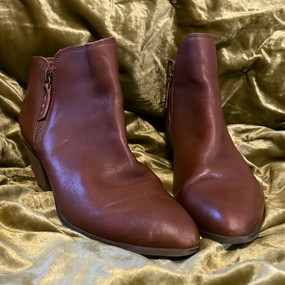 FRYE Judith Zip Bootie 10M Whiskey Leather Side Zip Ankle Boots